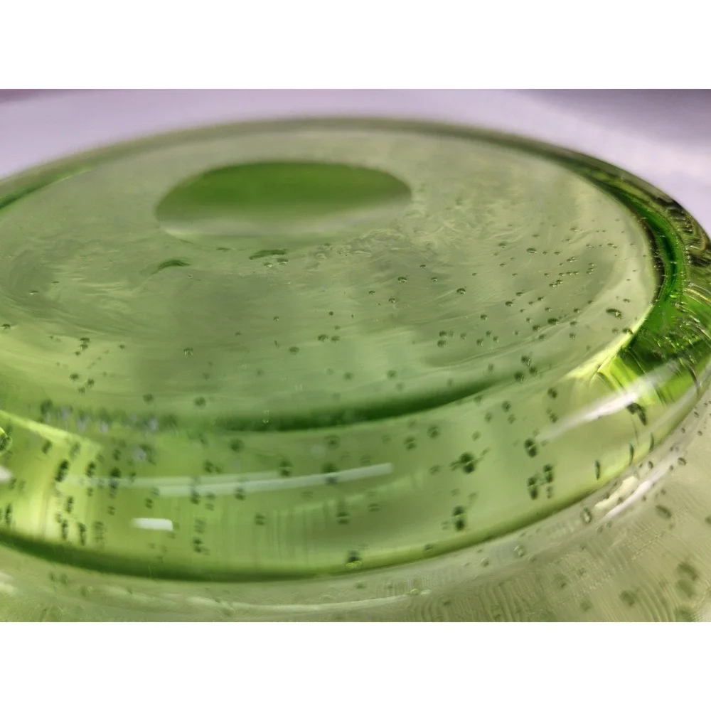 Empoli Green Pedestal Console Bowl Italian Controlled Bubble Glass 13